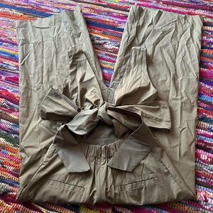 J. Crew Khaki Jumpsuit with Bow Detail